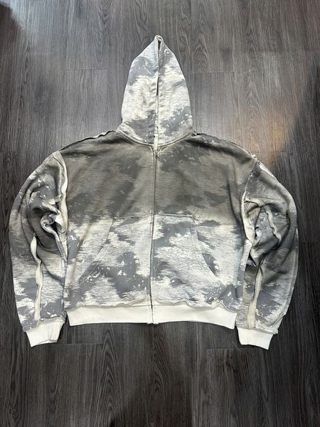 Washed Grey Zip Hoodie